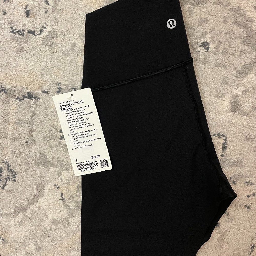 TWO PAIRS - NEW Lululemon Wunder Under HR Tight 28" Black - Size 6